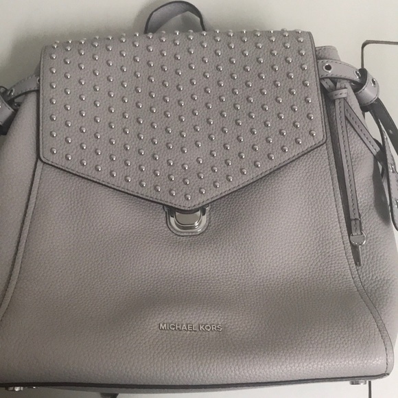 Mini Gray Studded Michael Kors Backpack - Picture 3 of 6